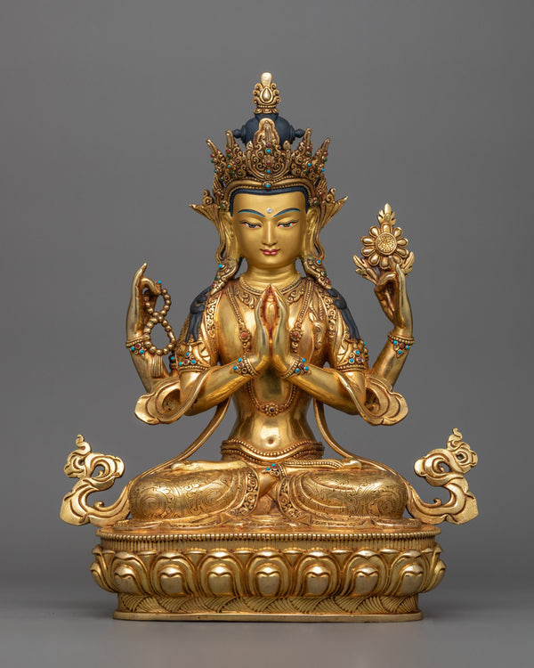 Four Armed Chenrezig Bodhisattva Figurine