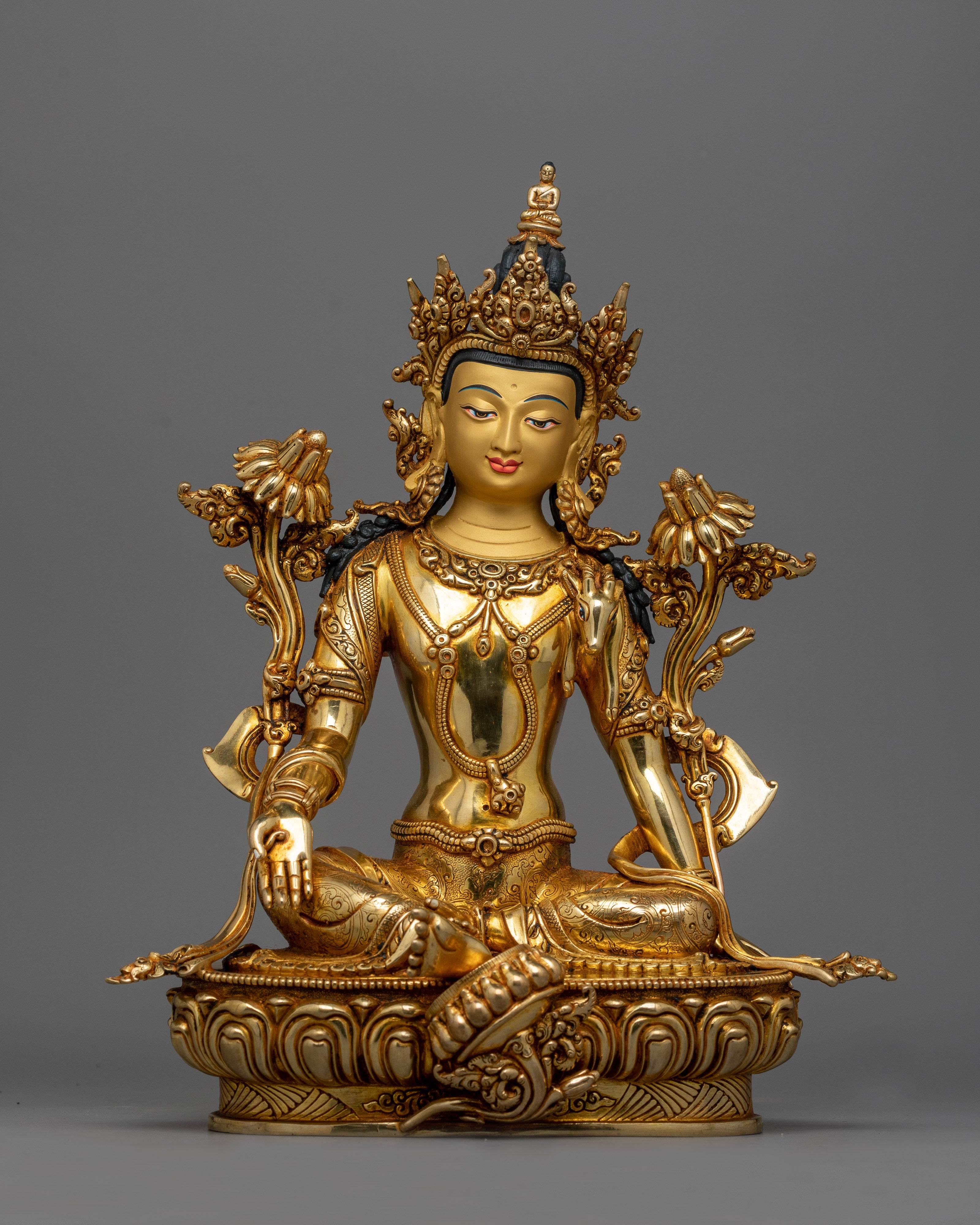 Gold Gilded Chenrezig Statue | Handcrafted Symbol of Compassion