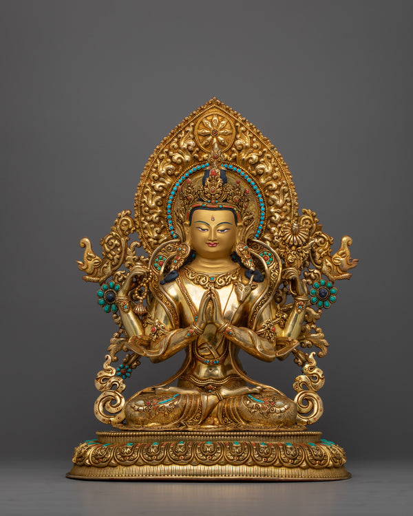 exquisite-chenrezig-gold-statue