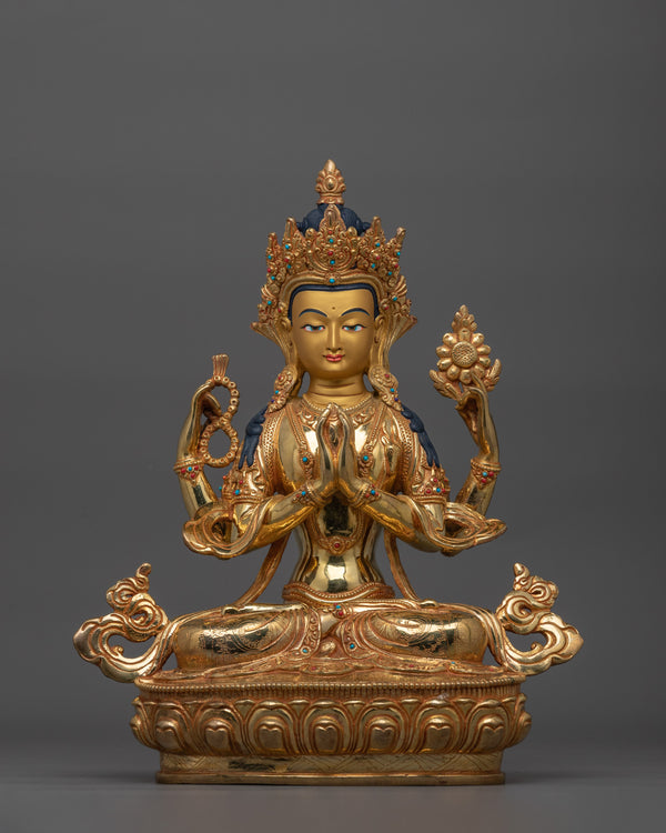 Four Arm Buddha Chenrezig Statue | Bodhisattva of Compassionate Deity