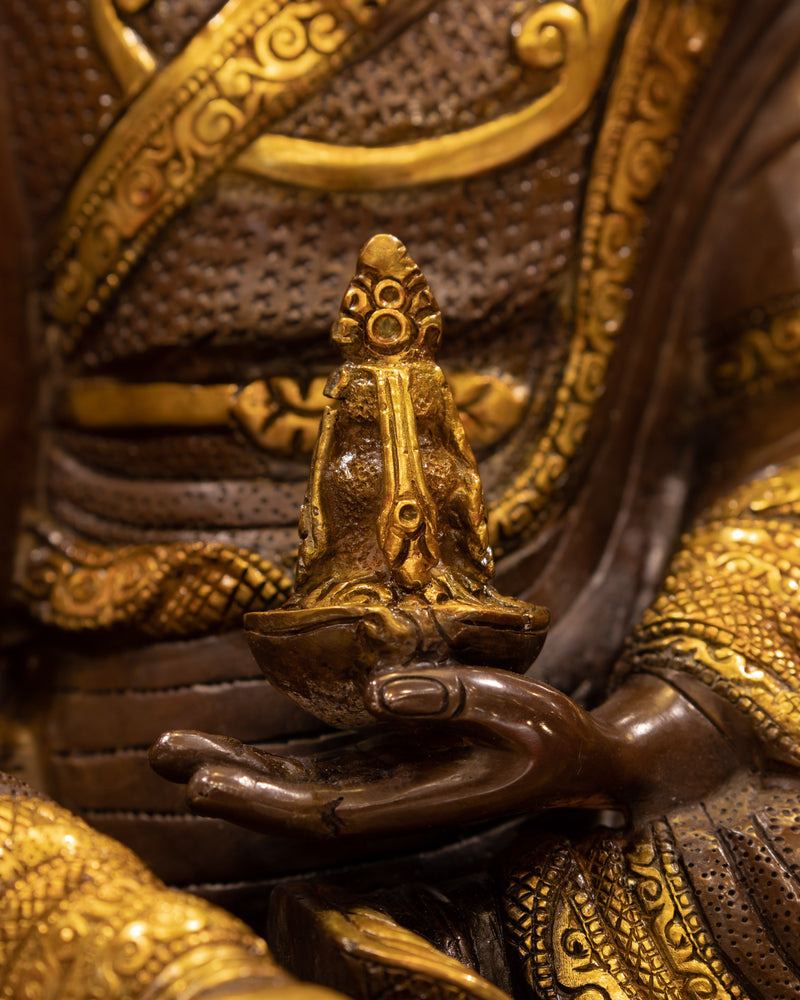 Spiritual Guru Rinpoche Statue | 24K Gold Gilded Master of Tantric Buddhism