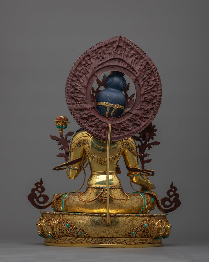 Exquisite Sgrol-ljang Green Tara Statue | 24K Gold Gilded Copper Sculpture