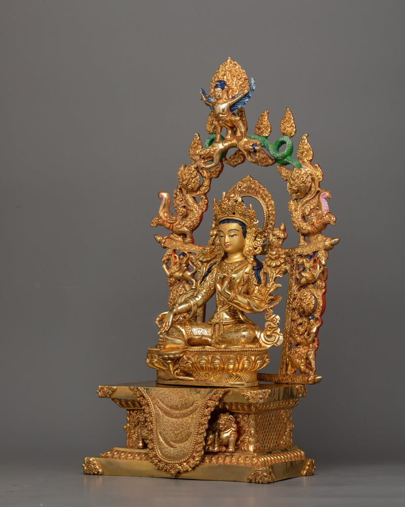 Traditional Protector Green Tara Goddess Statue | Symbolizing Protection and Compassion