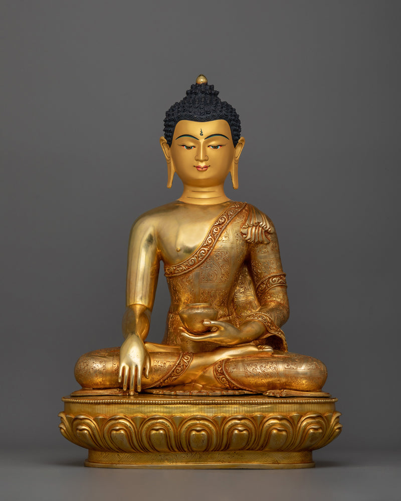 Gautama Buddha Gold Statue | Handmade 18.3 Inch Sculpture of Buddha Shakyamuni