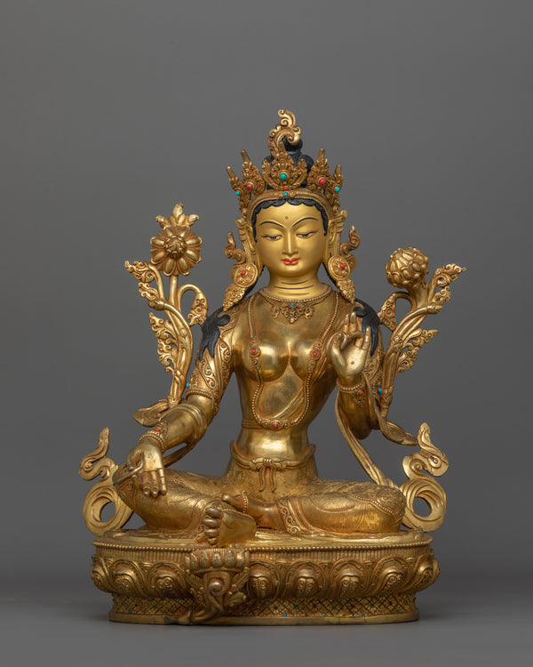 Green Tara Compassionate Buddhist Deity Statue