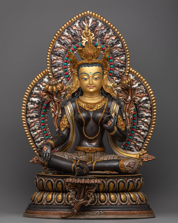 statue of green tara 