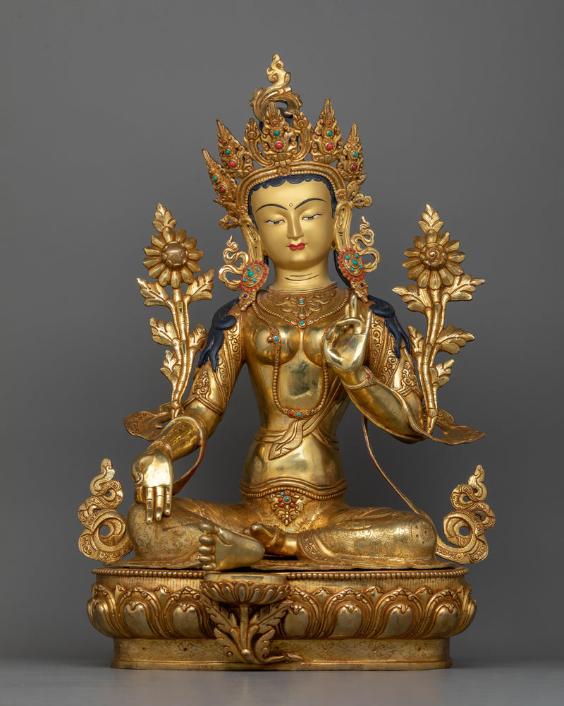 green-tara-golden-statue