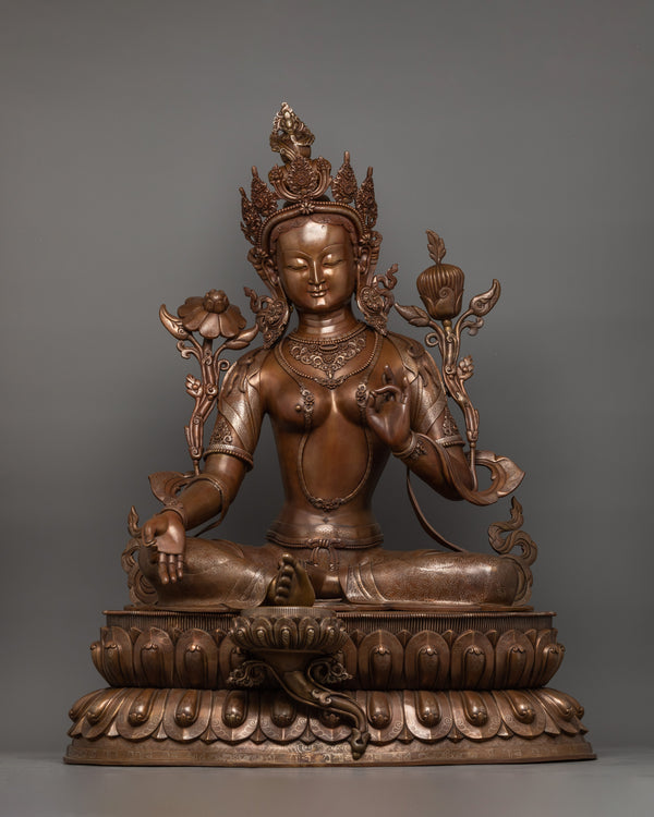 tibetan-green-tara-oxidized-copper-statue