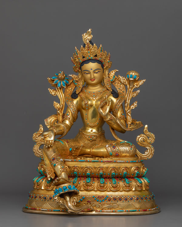 handmade-statue-of-green-tara