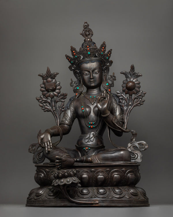 Longevity Deity Green Tara Compassion Goddess | Tibetan Healing Statue