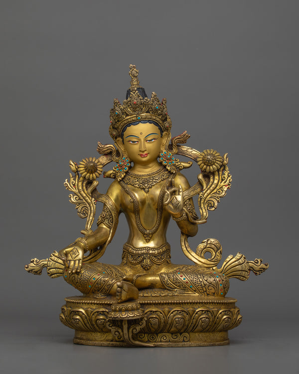 Beautiful Gold Gilded Green Tara 