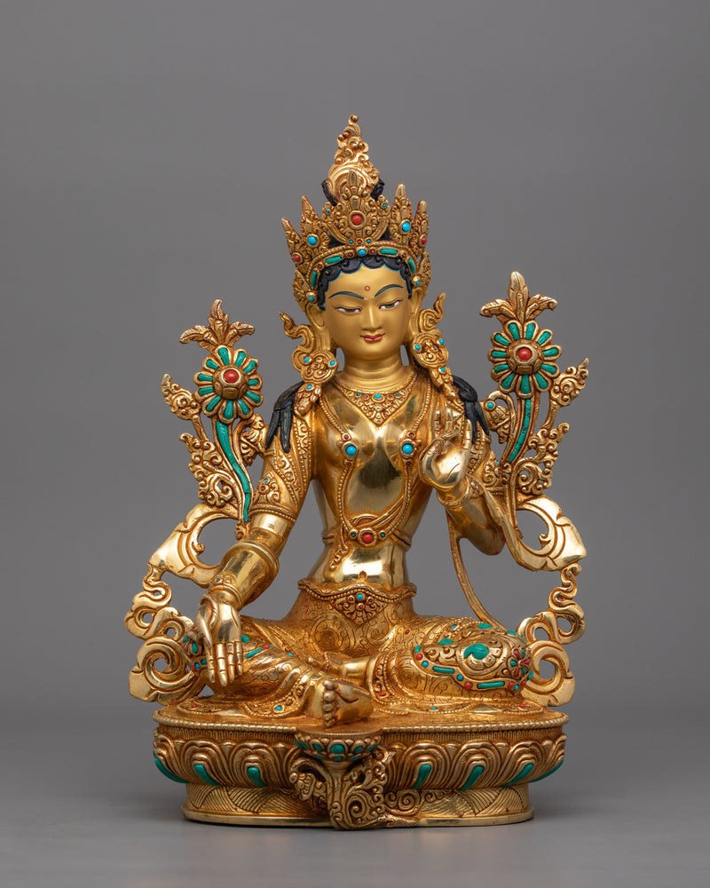 Green Tara Protective Deity Statue in Buddhism