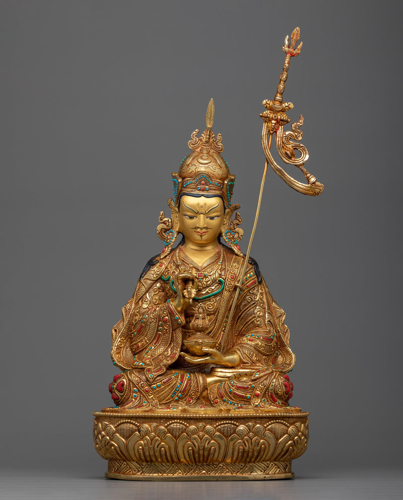 Guru Rinpoche Intricately Carved Statue | Precious Teacher Of Tibetan Buddhism