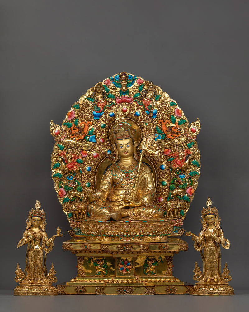 guru-rinpoche-with-two-consorts-sculpture