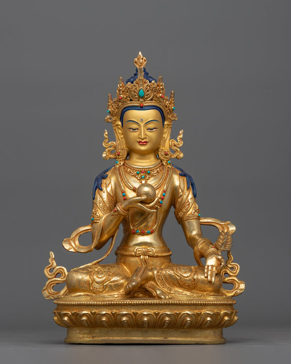 Statue of Kshitigarbha Holding Chintamani | 24K Gold Gilded Copper Artwork