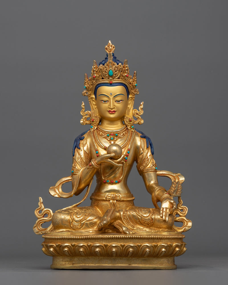 Statue of Kshitigarbha Holding Chintamani | 24K Gold Gilded Copper Artwork