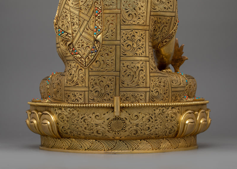 Healing Buddha Bhaisajyaguru Statue | 24K Gold Gilded Figurine