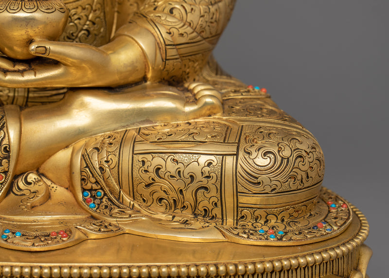 Healing Buddha Bhaisajyaguru Statue | 24K Gold Gilded Figurine