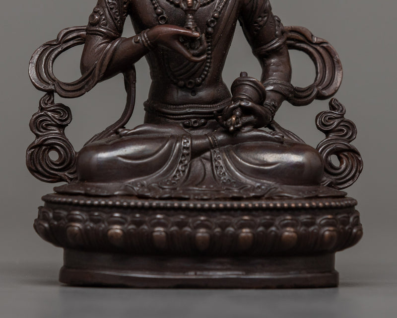 Miniature Vajrasattva Statuette | Oxidized Copper Elegance