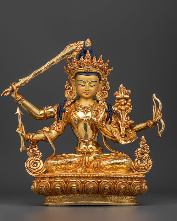 Maha Manjushri Gilt Statue