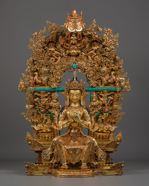 Maitreya Buddha Statue with big Throne