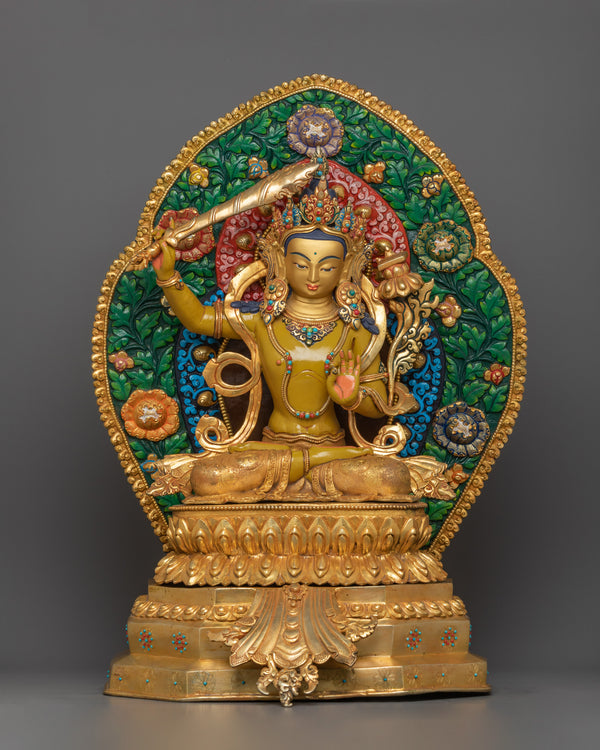 Handmade Manjushri Sculpture for Home Decor