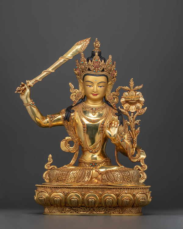 Triple Layer 24K Gold Gilded Manjushri