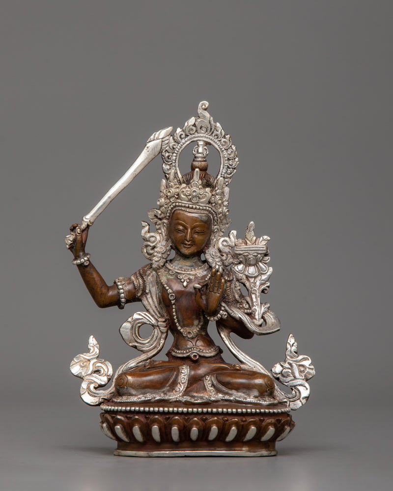 Manjushri Enlightened Bodhisattva Sculpture | Buddhist Icon of Intellectual Clarity