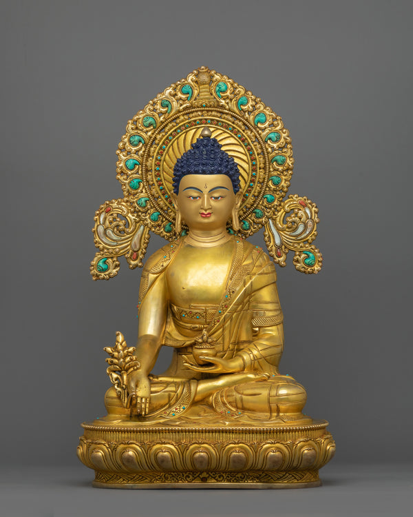 Medicine Buddha Sculpture with Beautiful Halo