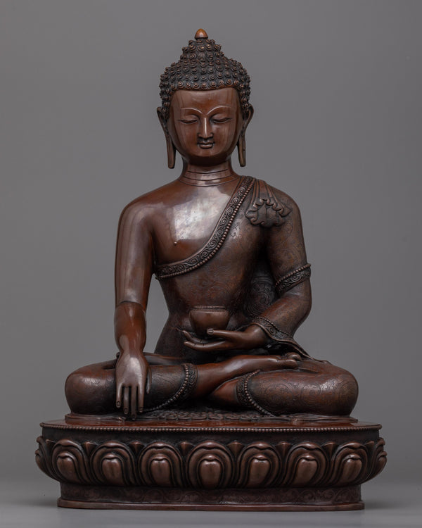 Shakyamuni The Great Buddha Statue | The Enlightened One in a Timeless Oxidized Copper Statue