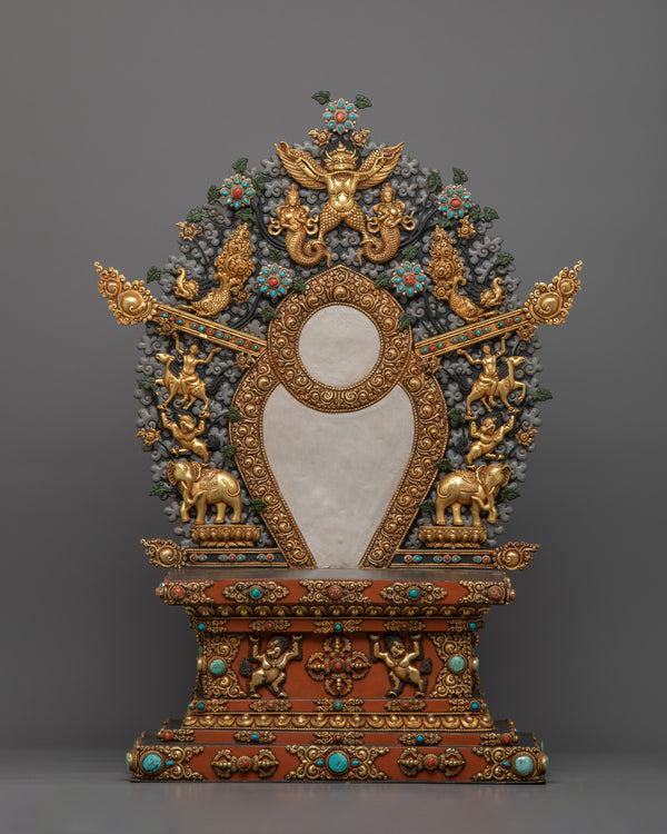 Hand Carved Gemstone Throne For Statue 