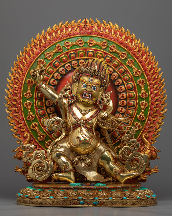 Vajrapani Bodhisattva Gold Gilded Statue | Hand-Carved Bodhisattva Statue