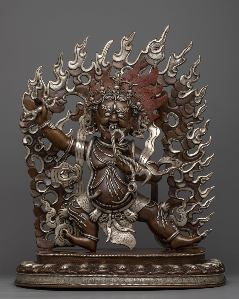 Vajrapani Bodhisattva Mantra Filled Statue | Silver Plated, Oxidized C