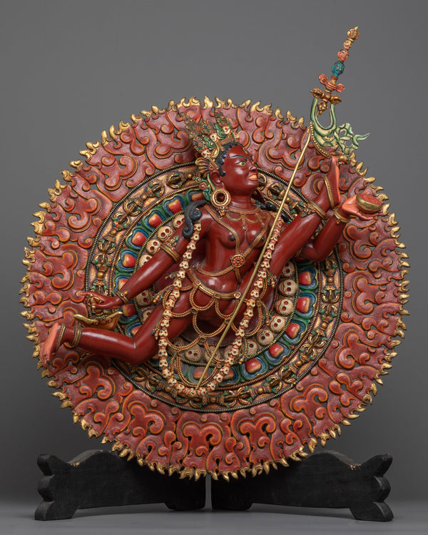 Experience the Power of the Fierce Vajra Yogini | Rich Red Acrylic painted Sculpture