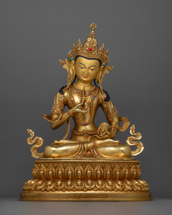 24k Gold Gilded Tranquil Vajrasattva Statue | Purity and Compassion Deity