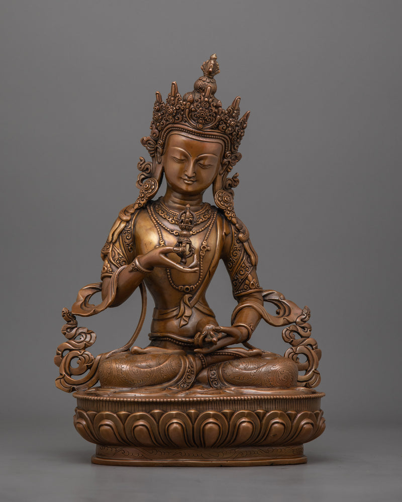 Sacred Buddhist Vajrasattva Oxidized Copper Statue