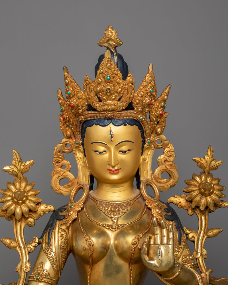 Buddhist Goddess White Tara Figurine | A Female Longevity Deity