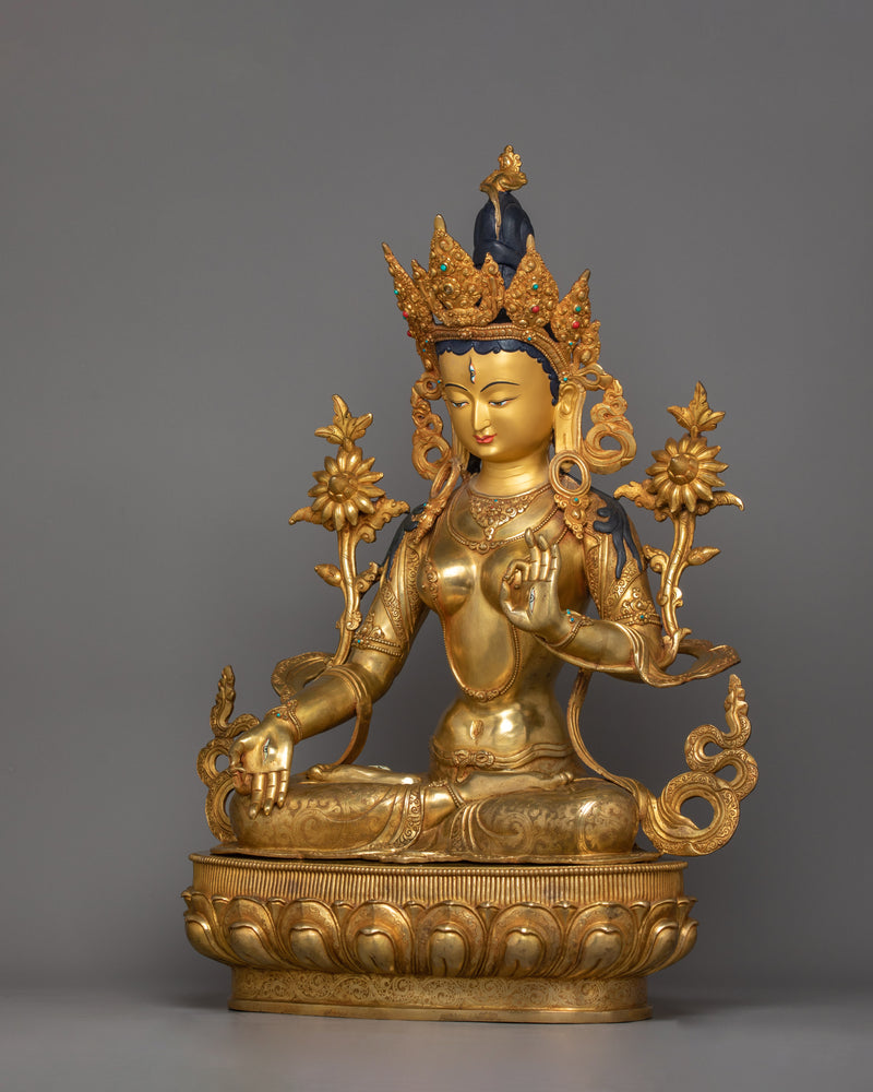 Buddhist Goddess White Tara Figurine | A Female Longevity Deity