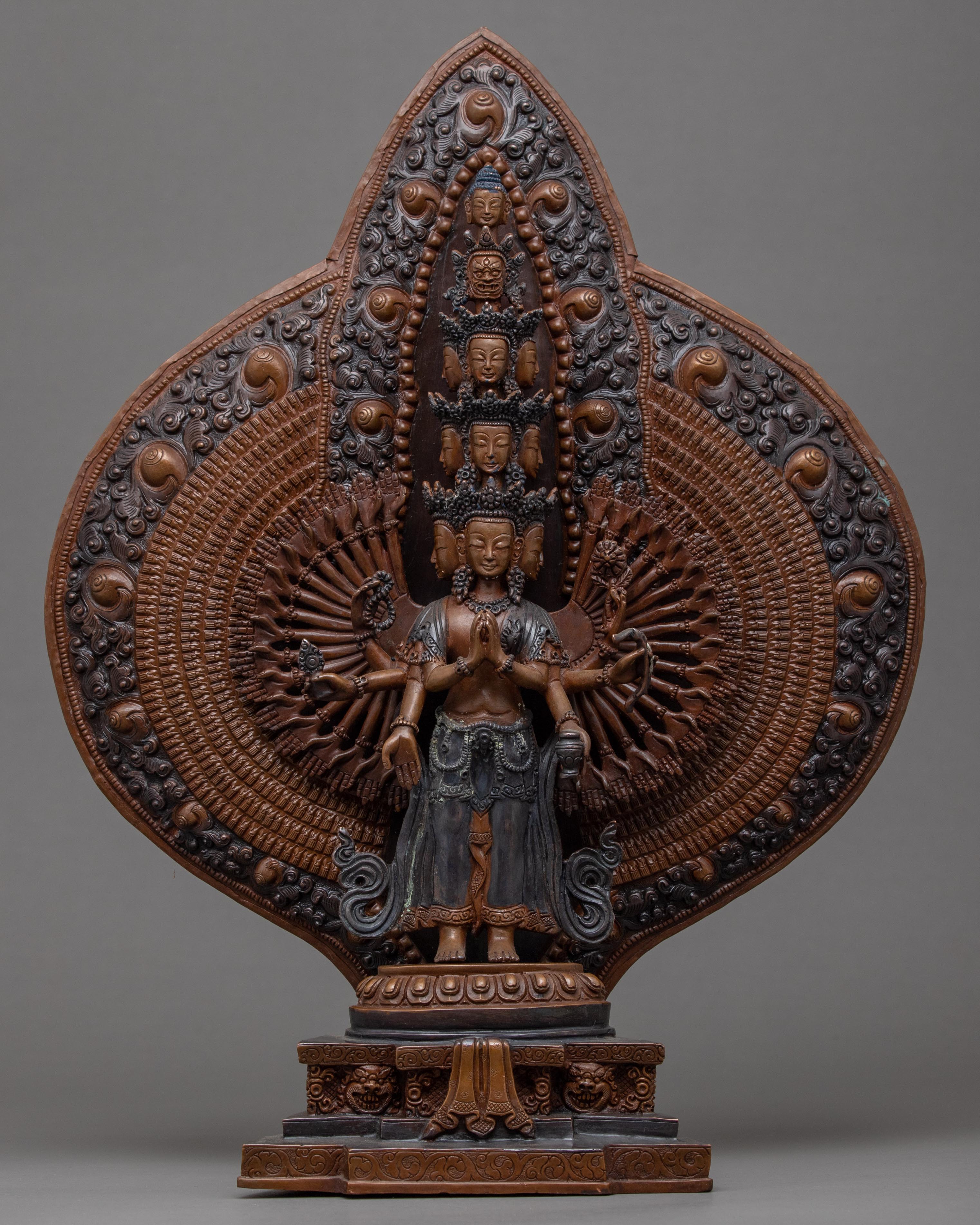 Thousand Arm Chenrezig Statue | Handmade Himalayan Art of Nepal