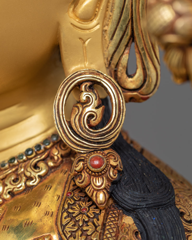 Chenrezig Gold Plated Statue | Compassionate Bodhisattva