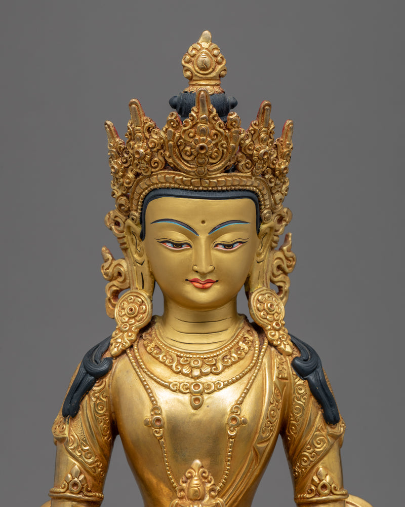 Amitayus Buddha of Long Life |  Hand Carved Buddhist Deity | Gold Gilded