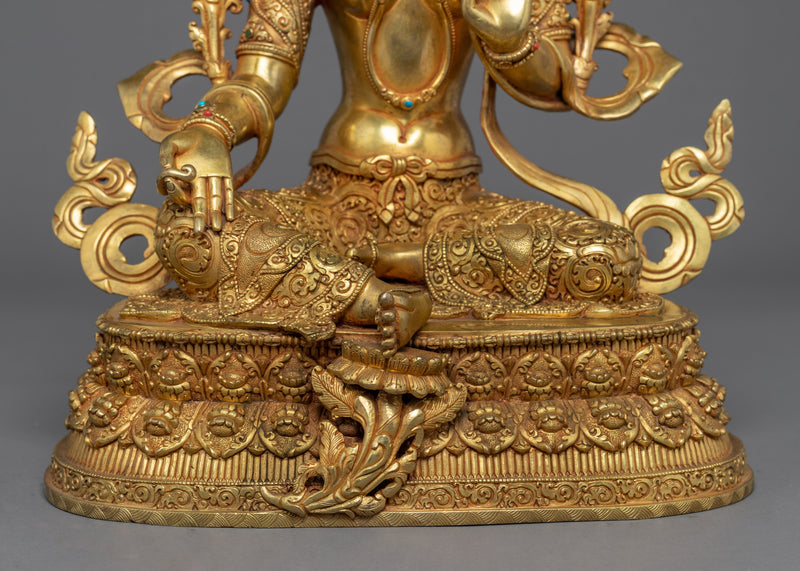 Statue of Green Tara Nepal | Mother Tara Statue | 24k Gold Gilded