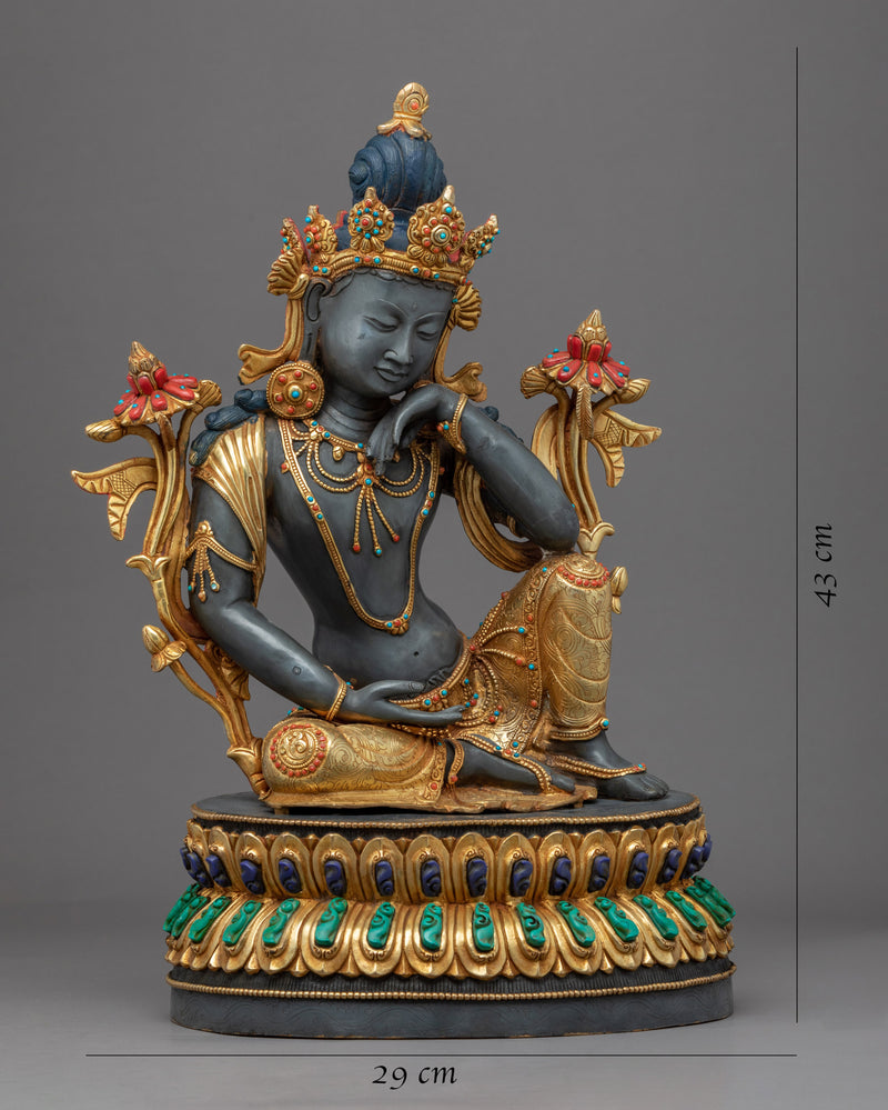 Rare Chenrezig Statue | Gold Gilded Compassionate Deity Art