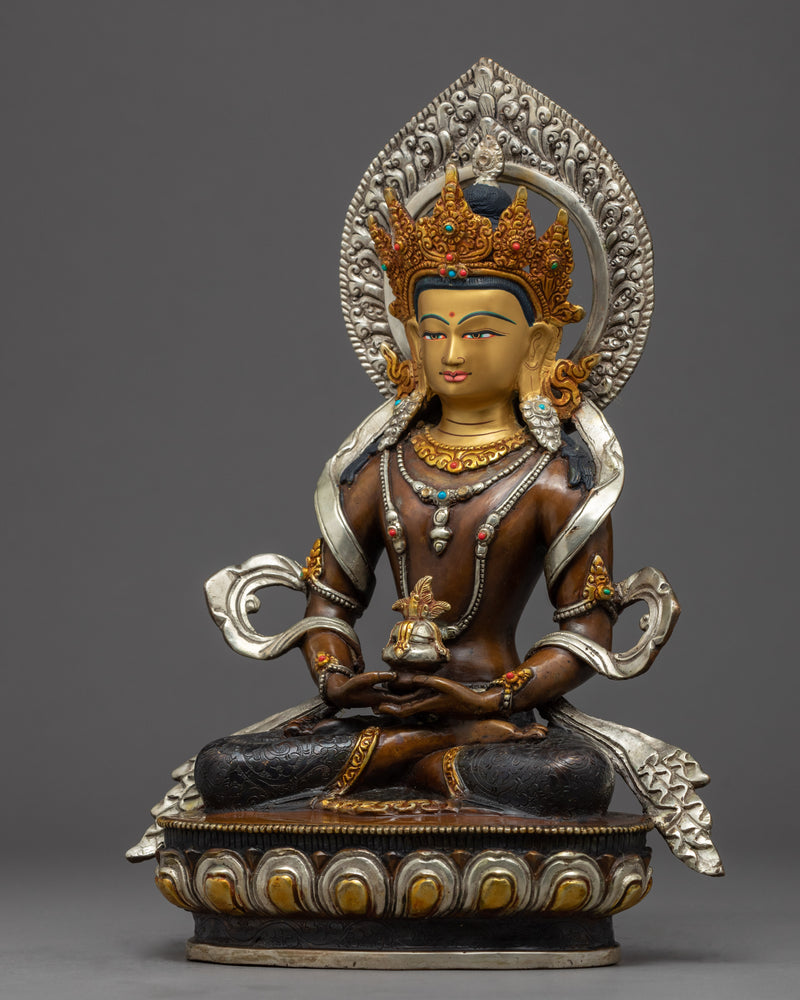 Amitayus Buddha Gold Statue | Traditional Bodhisattva Art