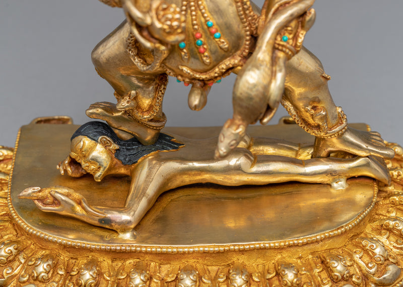 Gold Gilded Statue For Black Jambhala Practice | Traditional Himalayan Art