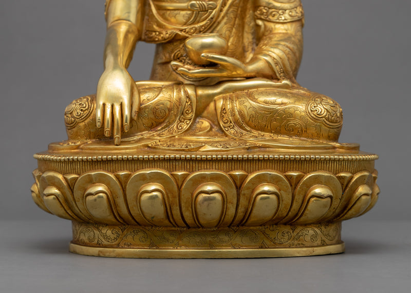 Shakyamuni Buddha Dharma Chakra Statue | Buddhist Deity Figurine For Ritual