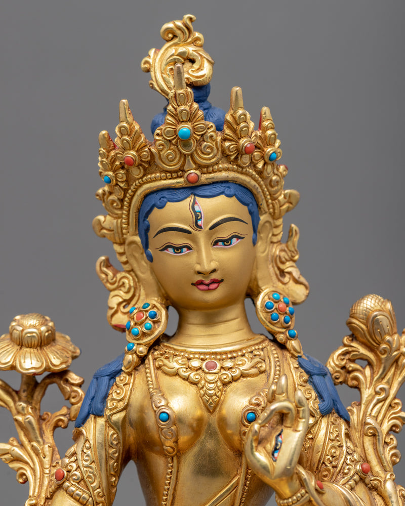 The White Tara Statue | Tibetan Buddha Sculpture For Mindfulness