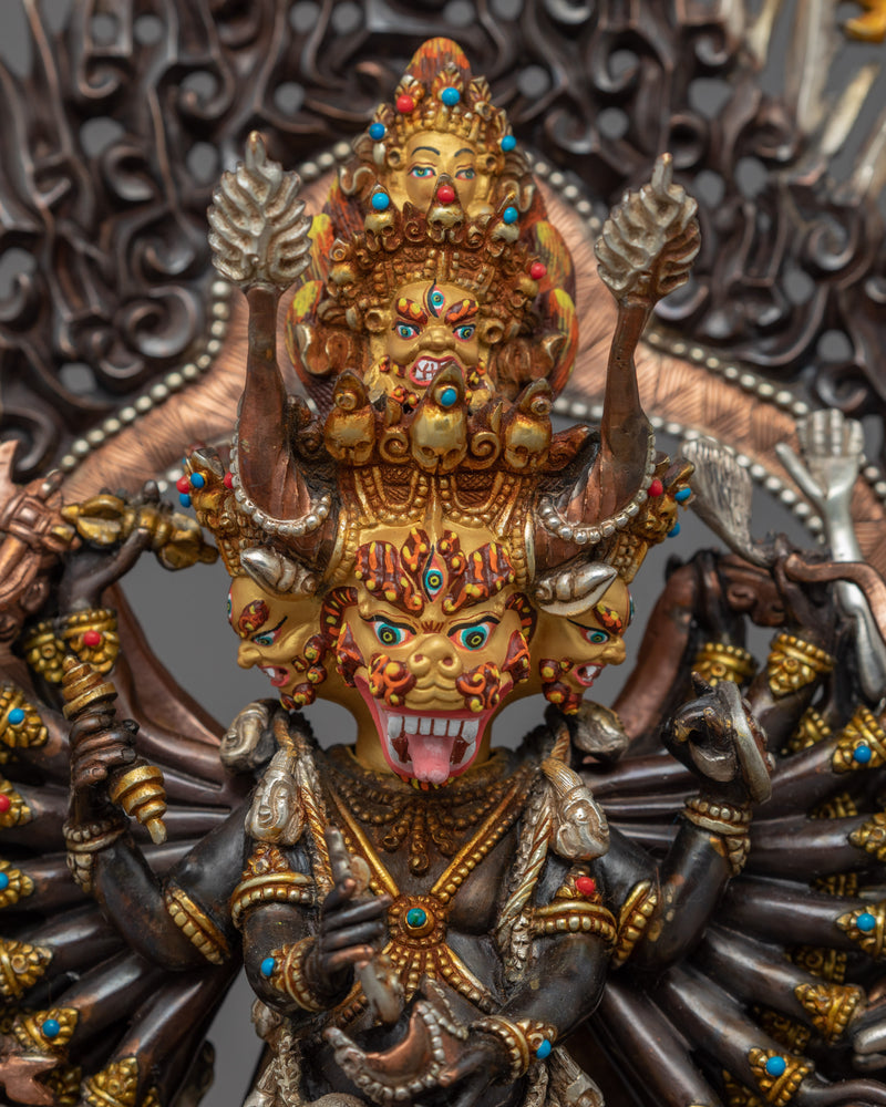 Yamantaka Deity Statue | Gold Plated Himalayan Artwork