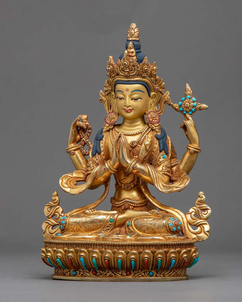 Bodhisattva Chenrezig Visualization Statue | Traditional Buddhist Bodhisattva Artcraft