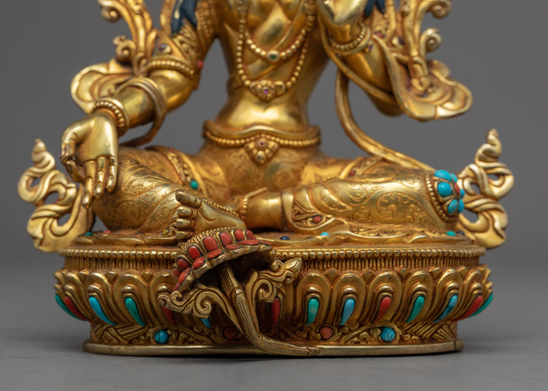 Green Tara Devi Buddha Statue | Tibetan Buddha Sculpture For Mindfulness